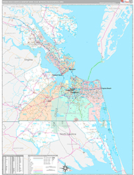 Virginia Beach-Norfolk-Newport News Metro Area Wall Map Premium Style 2026